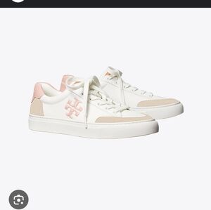 Tory Burch Women's Cream and Pink Sneakers